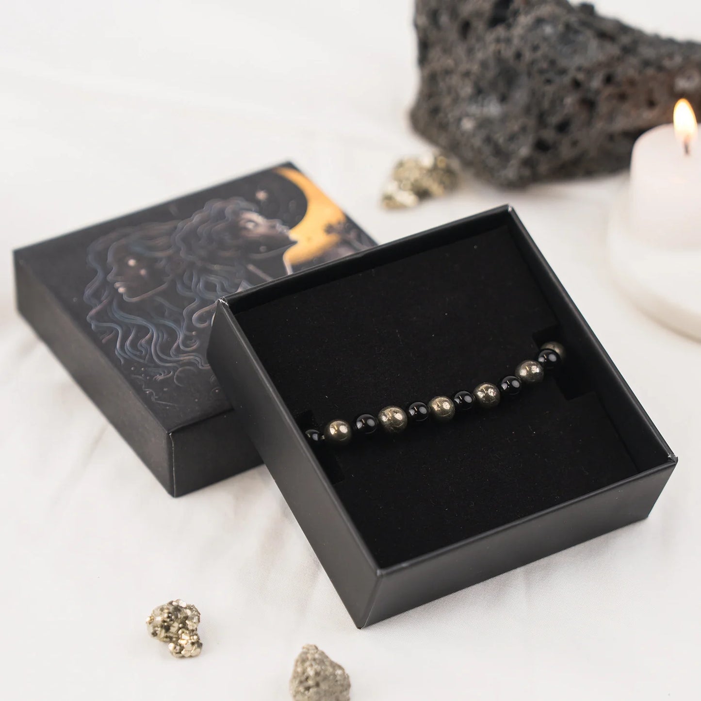 Richie Rich Bracelet with Pyrite & Black Obsidian